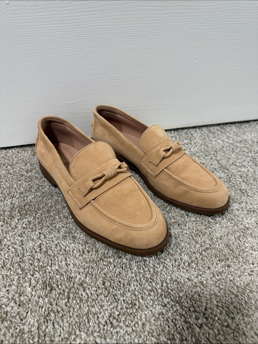 Cole Haan Tan Suede Knot-Accent Loafers